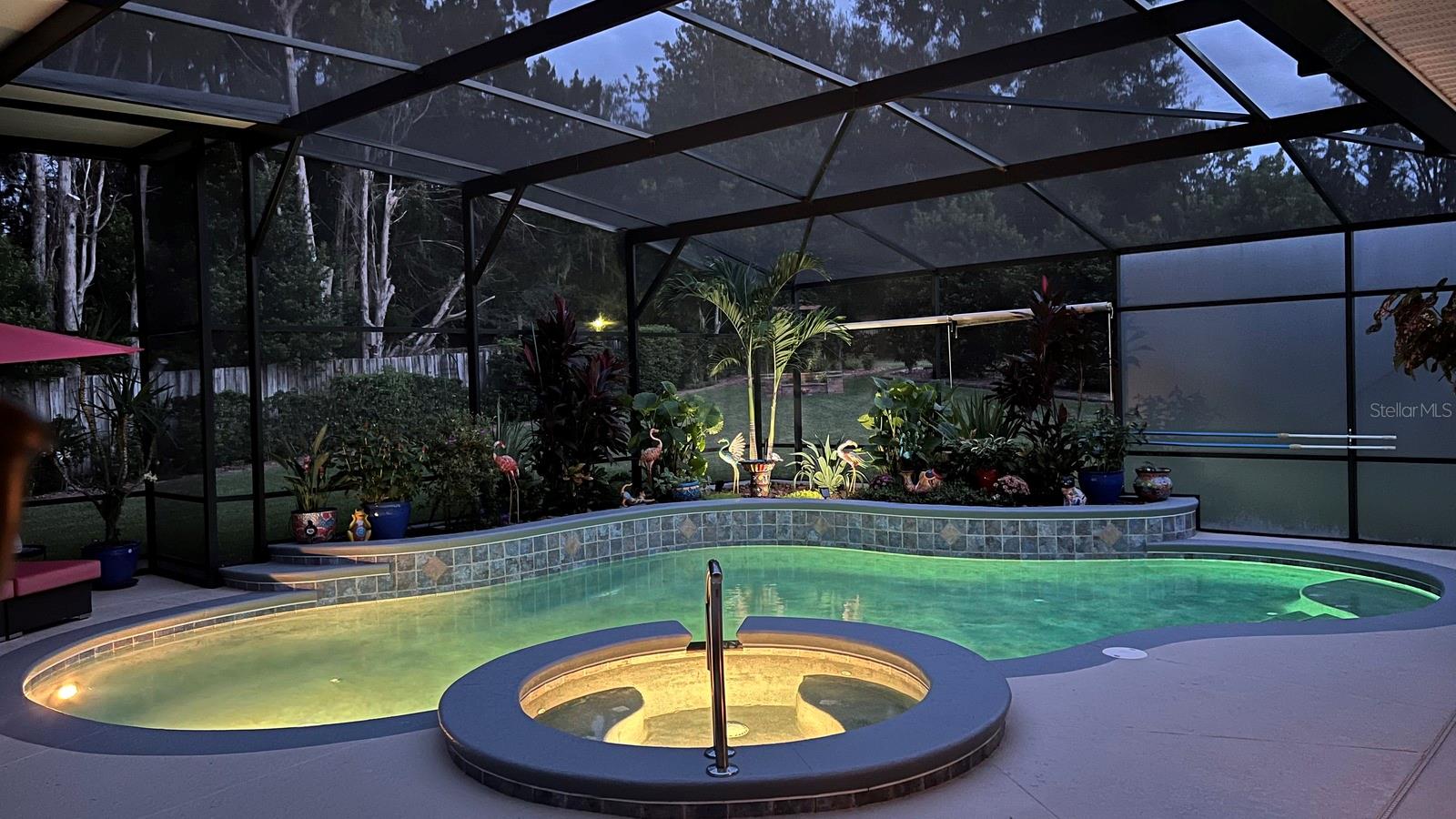 Pool with night lighting