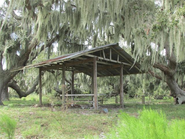 Covered picnic area at the lake.
