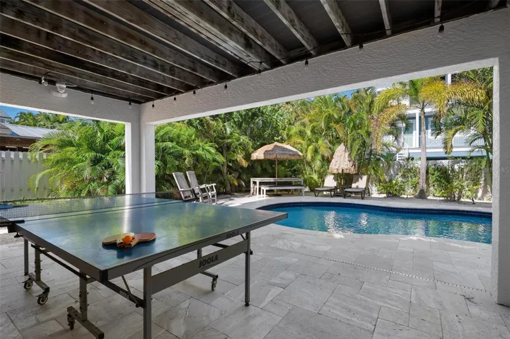 Covered patio by the pool