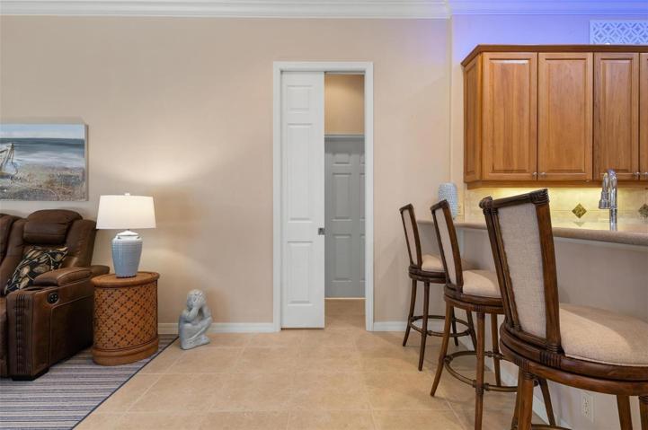Pocket door for privacy of guests