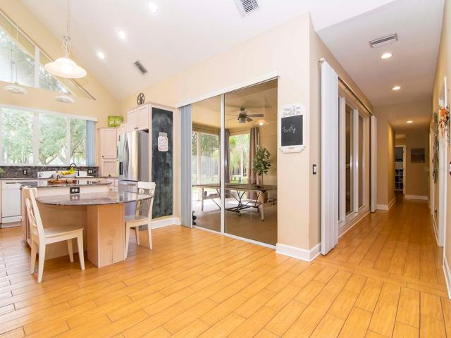 Kitchen, screened porch and hallway