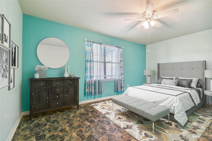 Virtually staged Master Bedroom
