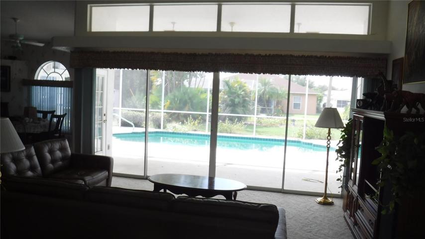 View of pool from front door