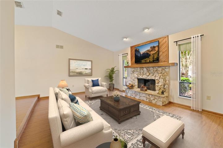 Living room virtually staged