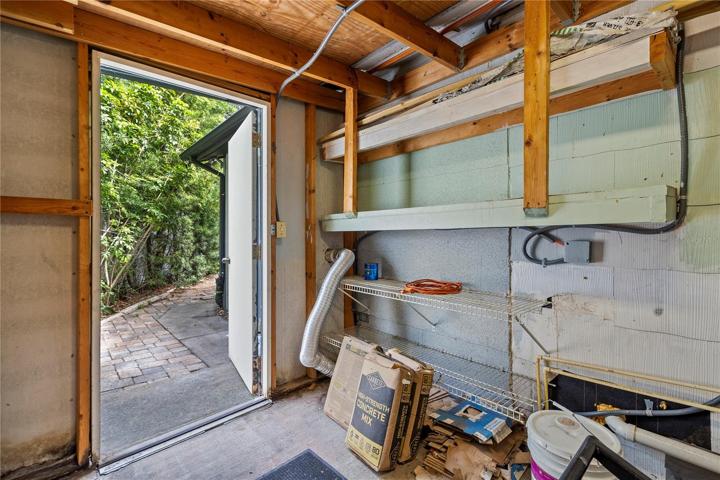 Dryer vents through the shed to outside