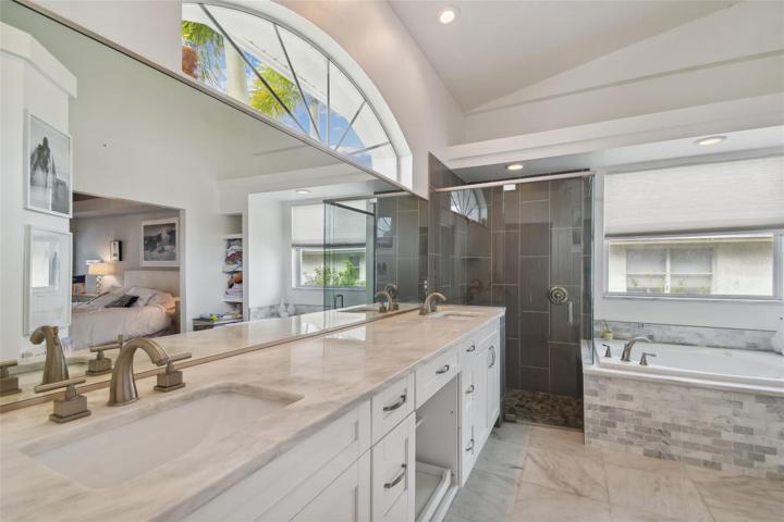 Gorgeous master bathroom complete with a soaking tub and walk-in shower