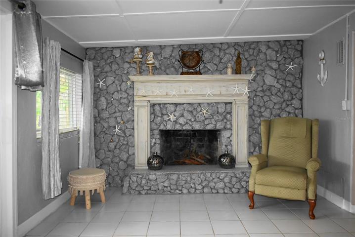 Coral Stone Fireplace in Family Room