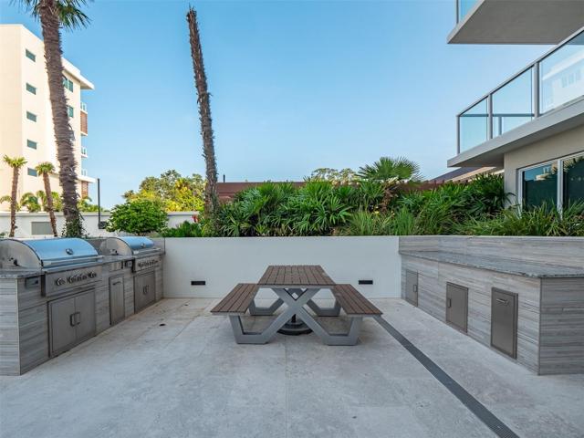 Outdoor eating and grilling area