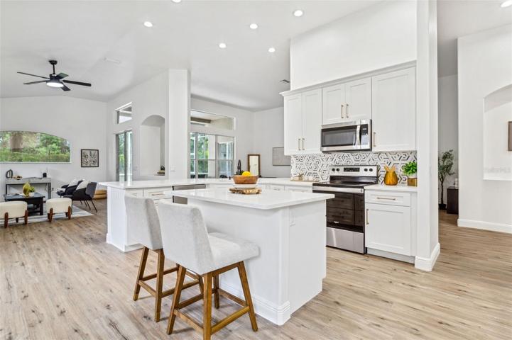 Sight line to Family Room and Dining space