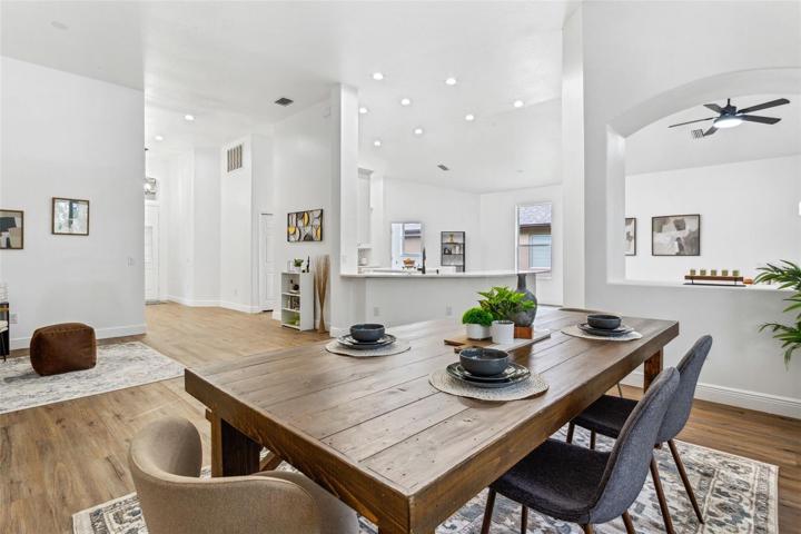Sight Line of Kitchen and Family Room from Dining Table