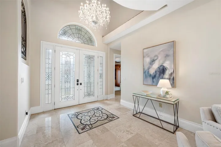 Foyer with 21' ceilings