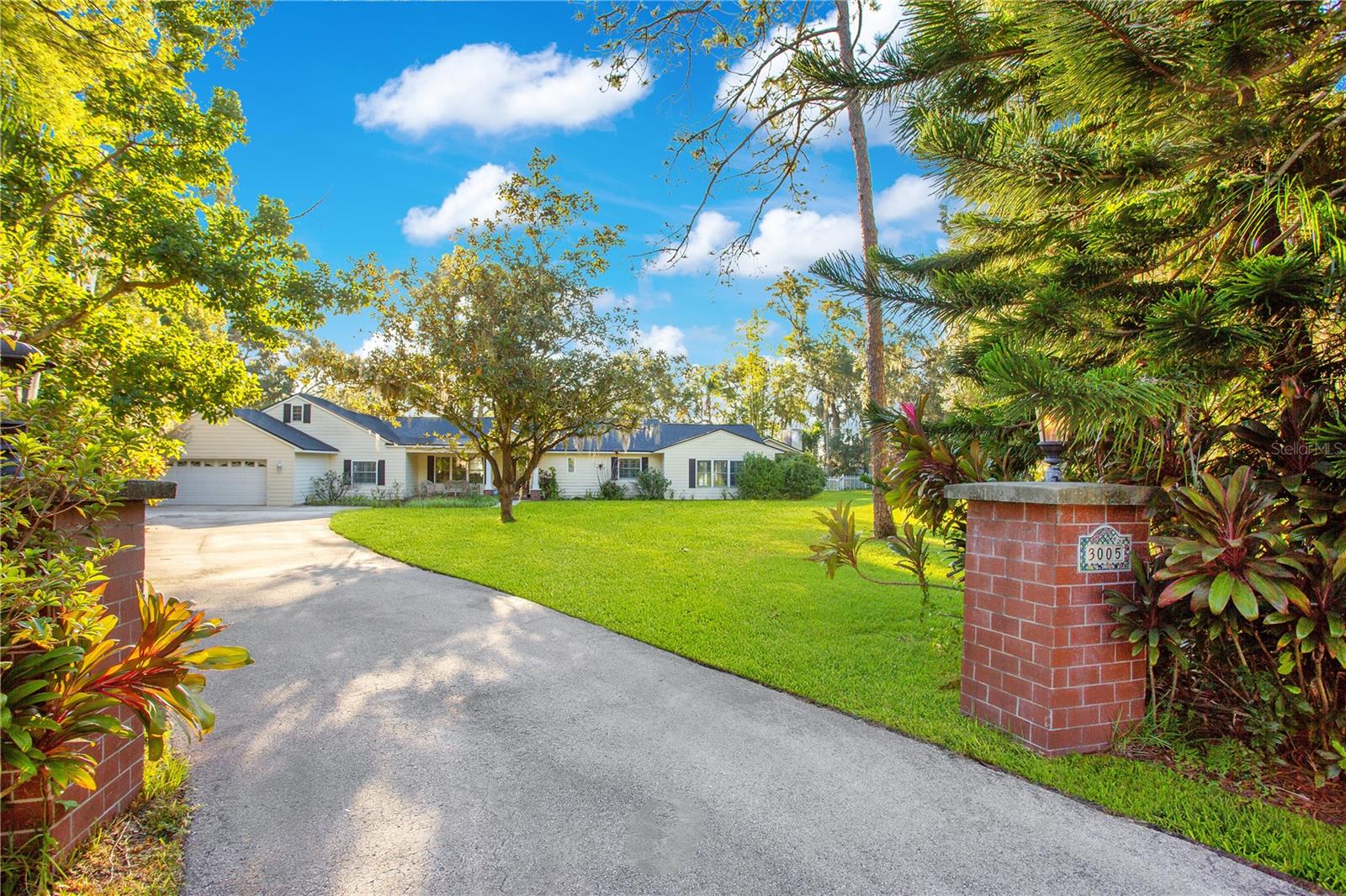 Long, picturesque driveway.