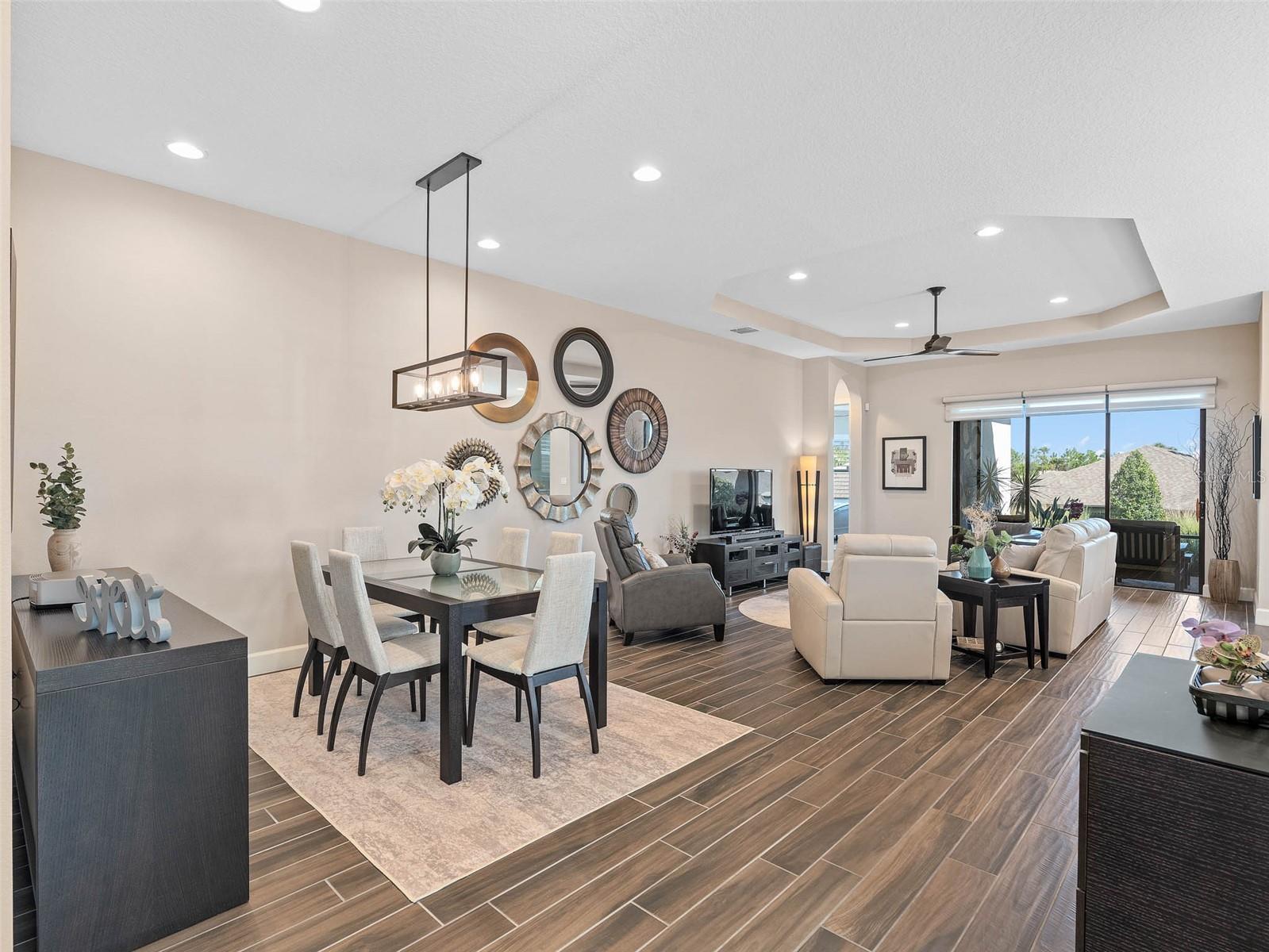 Dining Area with a view of the Great Room and Lanai