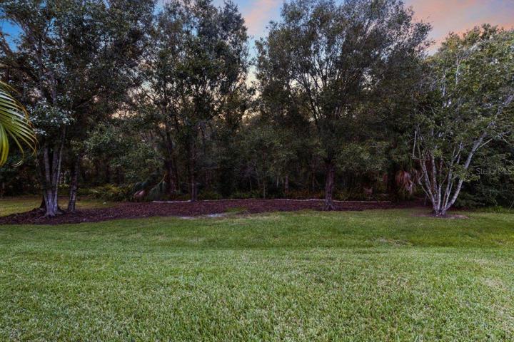 Back yard featuring a new invisible fence, and preserve view!
