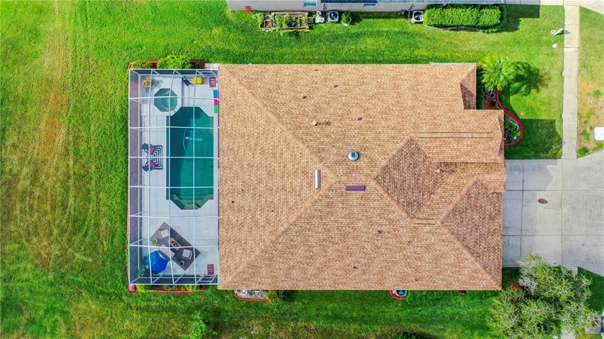 Aerial View of Pool & Newer Roof