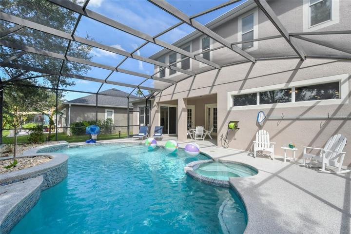 This is a full sized pool, plenty of space to play or sit on the ledge while soaking up your rays.