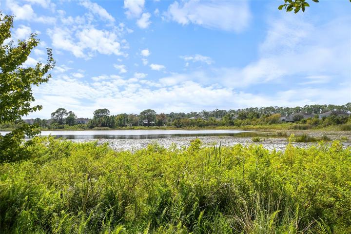 Gorgeous view of the serene pond from the rear of the property teaming with wildlife, birds and anticipation of a great sunset too.