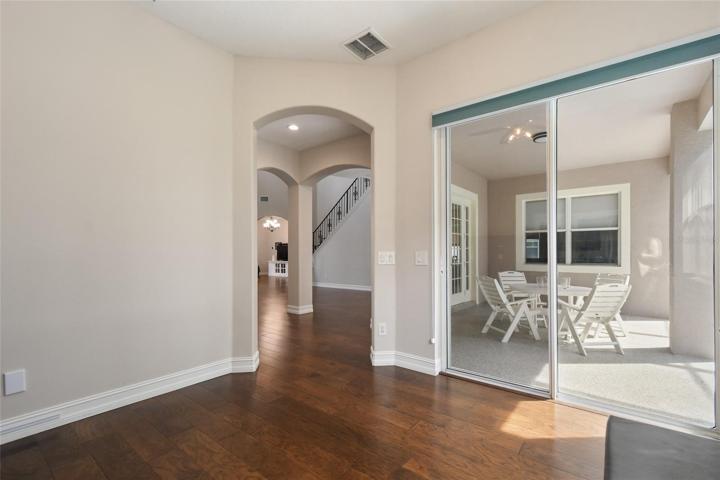 The flex room has its own access to the outdoor entertaining space.