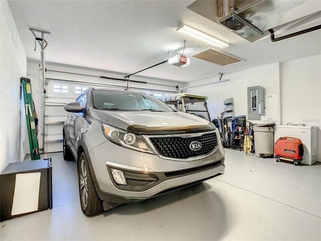 Large 2 car garage.