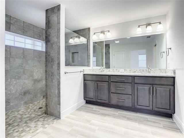 Master Bath with Dual Vanity Sinks and Granite Countertops! LARGE WALK IN SHOWER!