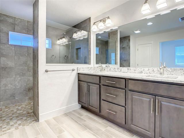 Master Bath with Dual Vanity Sinks and Granite Countertops! LARGE WALK IN SHOWER!