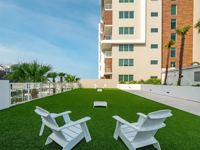 Corn hole toss and relaxation turf