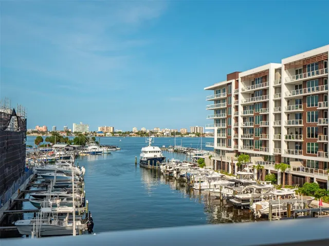 Marina views from kitchen, living room, master suite and balconies