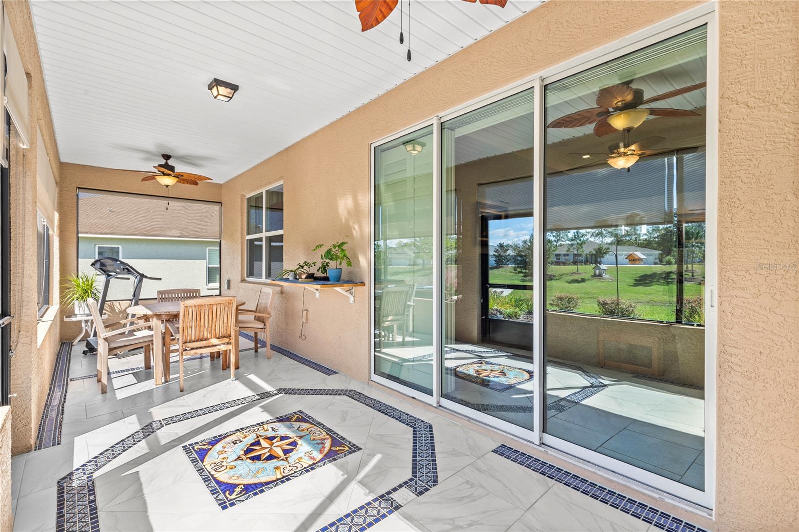 Screen Patio with imported Italian tile.