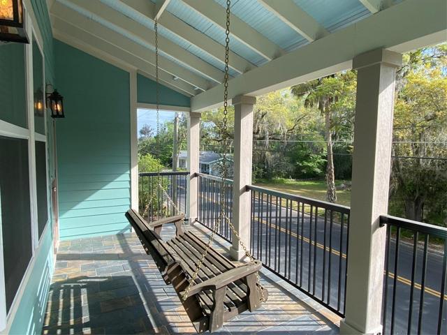 Slate Stone Large Balcony With Porch Swing & Storage Closet