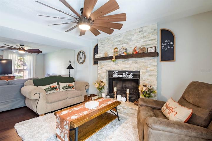 Family room with fireplace