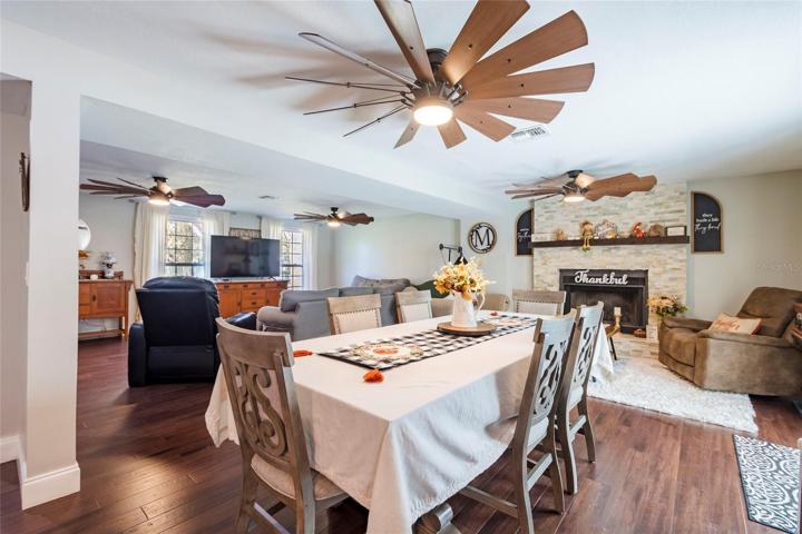 Family room and dining room