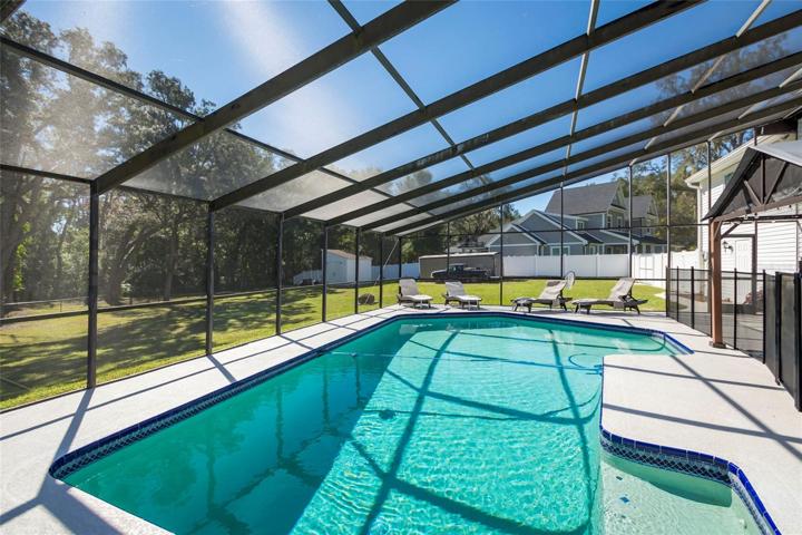 Pool with view of yard