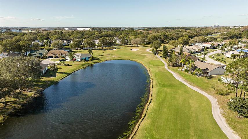 Aerial View of Pond and Golf Course