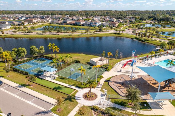 Aerial view of community amenities