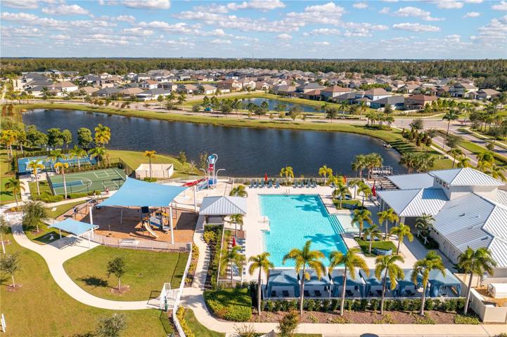 Aerial view of community amenities