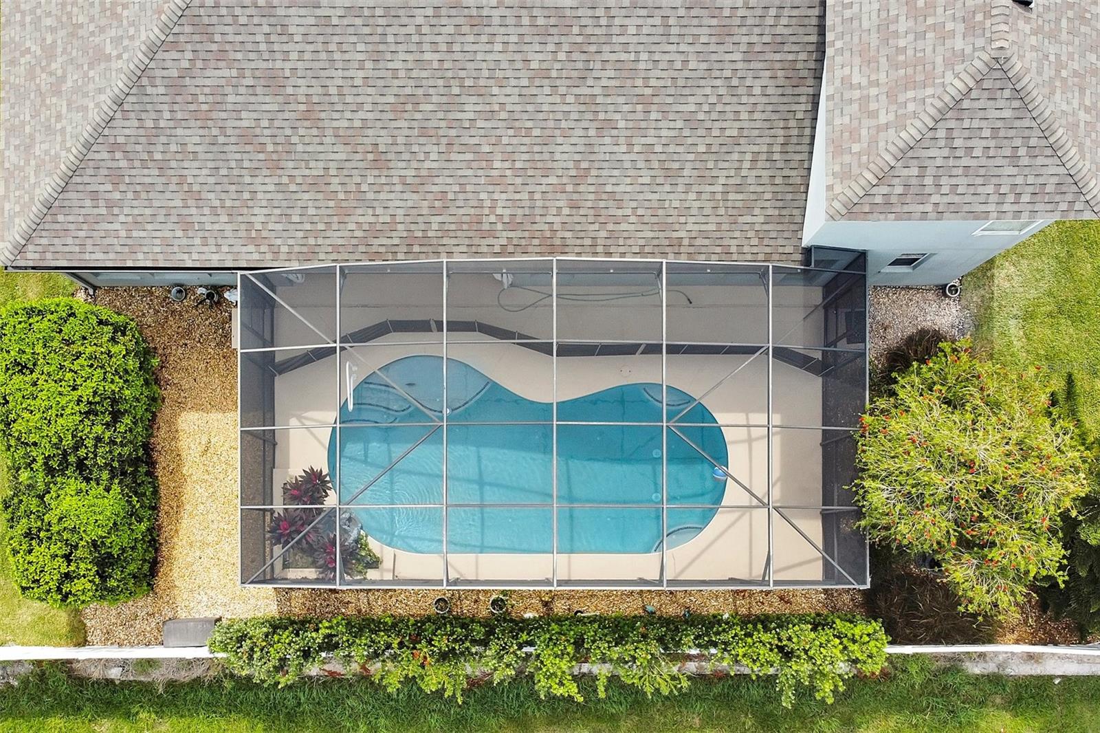 Aerial rear view of pool