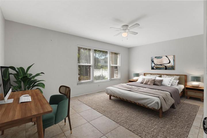 Virtually staged - downstairs primary bedroom