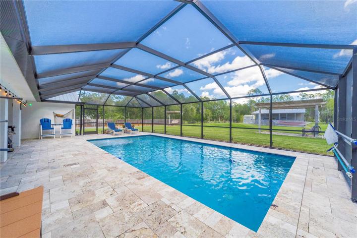 Pool with Travertine