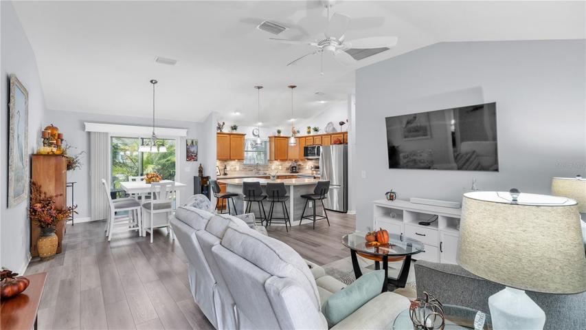 walking in the front door, living room/kitchen
