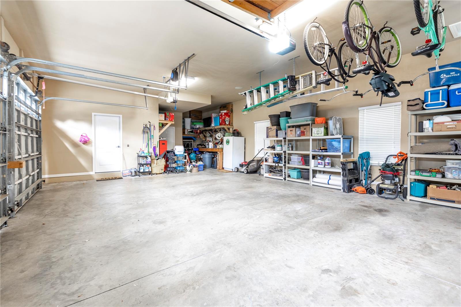 3 car garage with work area