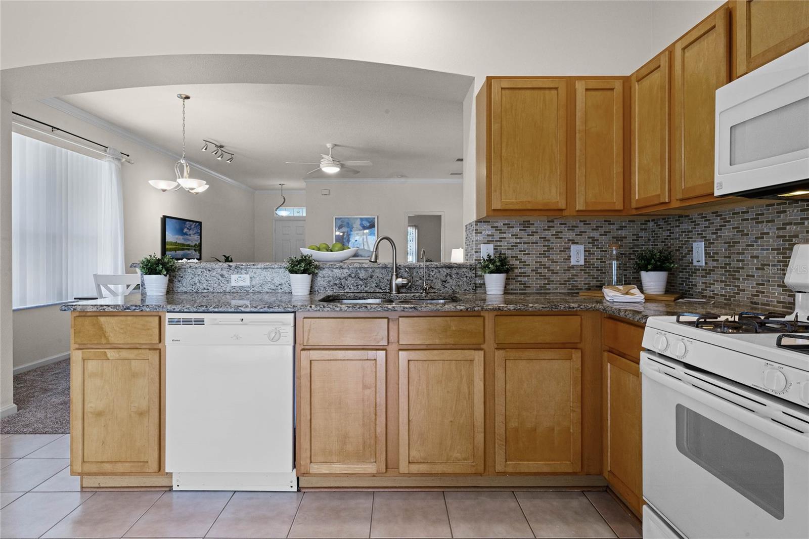 Kitchen overlooks Great Room area