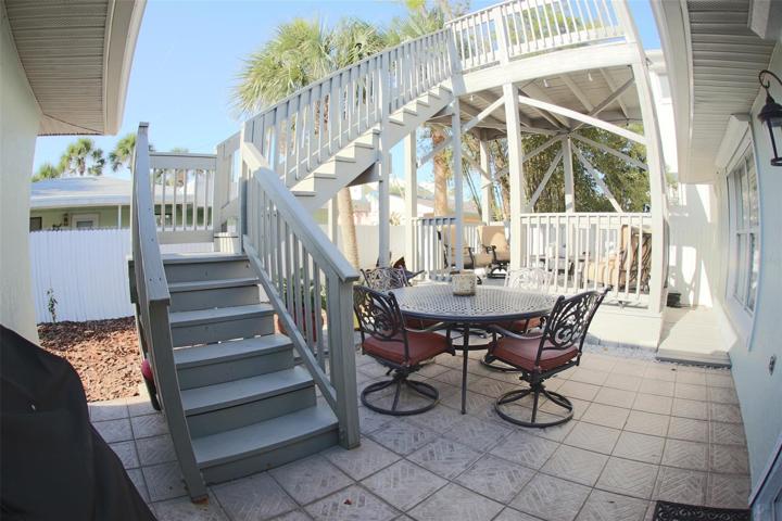 Outdoor staircase, dining & gazebo