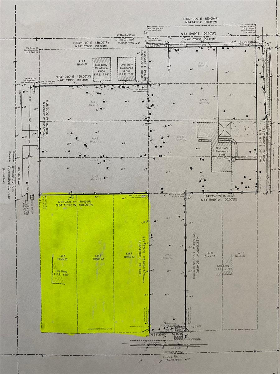 Land Highlighted on Survey