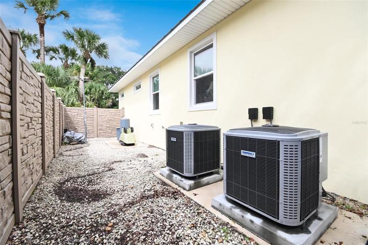 Two new high energy efficient A/C systems. There is also a concrete pad for generator. Vinyl privacy fence is hurricane wind rated.