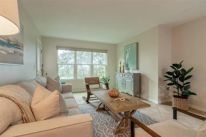 living room with water view