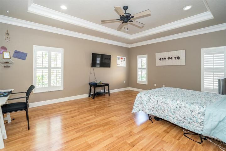 Beautiful Tray Ceiling with Crown Molding, Recessed Lights