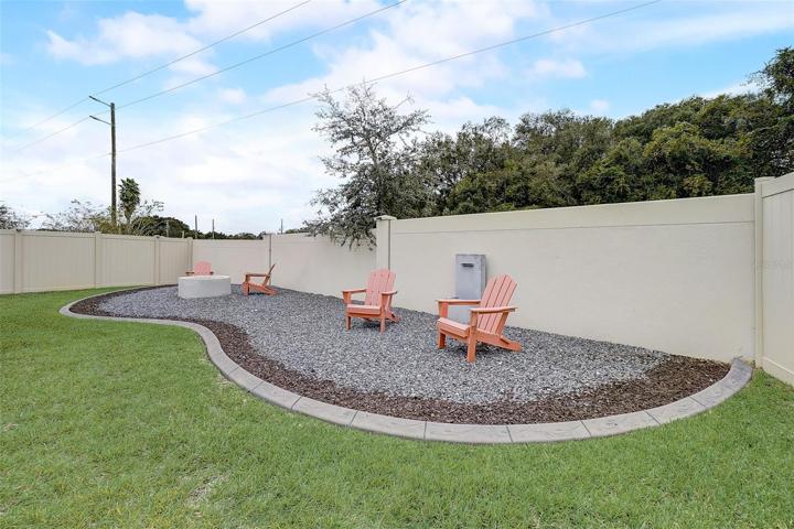 Relax with your firepit and solar water feature!