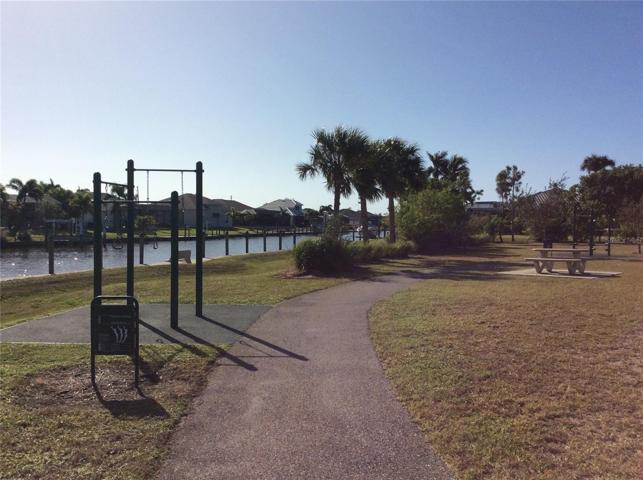 exercise trail, picnic tables, playground