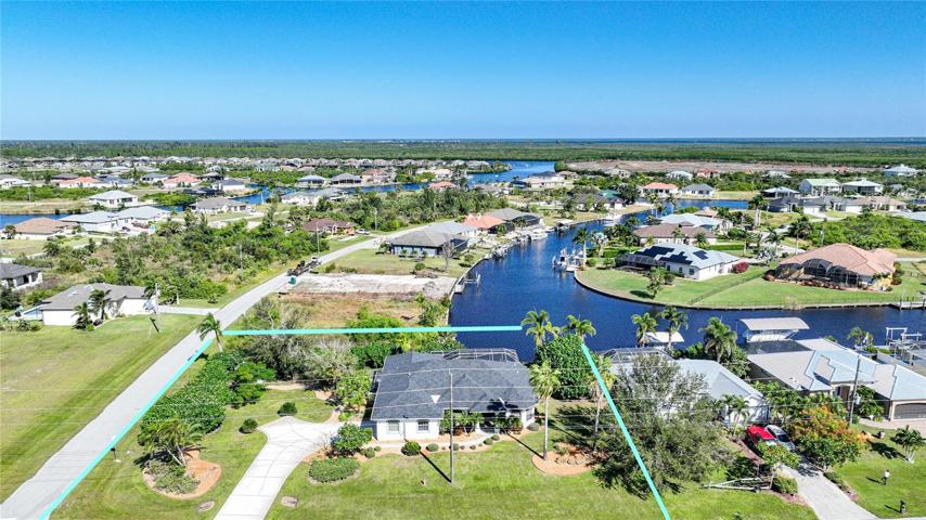 Showing boundary of double lot on canal
