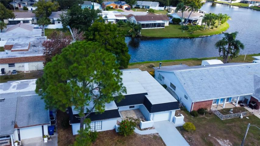 Aerial view of home on the water
